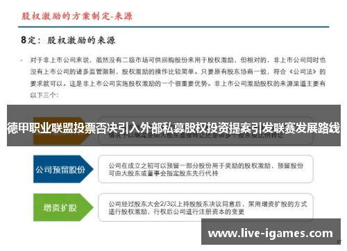 德甲职业联盟投票否决引入外部私募股权投资提案引发联赛发展路线