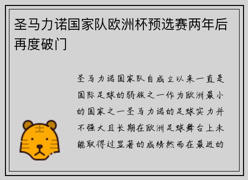 圣马力诺国家队欧洲杯预选赛两年后再度破门